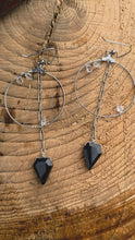 Load and play video in Gallery viewer, Black Tourmaline and Herkimer "Diamond" Quartz Earrings
