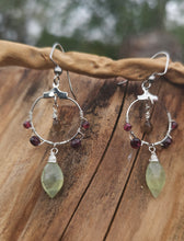 Load image into Gallery viewer, Prehnite, Garnet &amp; Andalusite Hoop Earrings (Small to Medium)
