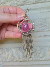Load image into Gallery viewer, Ruby Hoop Fringe Earrings
