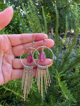 Load image into Gallery viewer, Ruby Hoop Fringe Earrings
