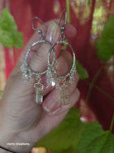 Load image into Gallery viewer, Rutilated Quartz &amp; Herkimer Diamonds (Quartz) Hoops (one of a kind design!)

