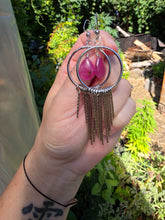 Load image into Gallery viewer, Ruby Hoop Fringe Earrings
