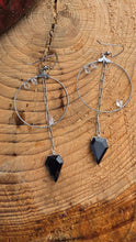 Load image into Gallery viewer, Black Tourmaline and Herkimer "Diamond" Quartz Earrings
