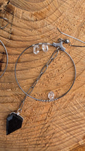 Load image into Gallery viewer, Black Tourmaline and Herkimer "Diamond" Quartz Earrings
