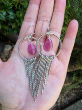 Load image into Gallery viewer, Ruby Hoop Fringe Earrings
