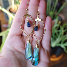 Load image into Gallery viewer, Labradorite &amp; Blue Kyanite Drop Dangle Earrings
