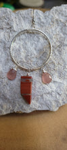 Load image into Gallery viewer, Jasper &amp; Strawberry Quartz Hoop Earrings (Med/Lg)
