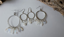 Load image into Gallery viewer, Rainbow Moonstone Hoop Earrings (Small)
