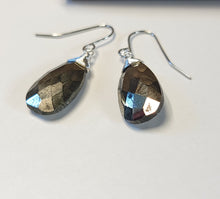 Load image into Gallery viewer, Pyrite Faceted Pear Drop Earrings
