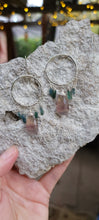 Load image into Gallery viewer, Fluorite &amp; Tourmaline Hoop Earrings (Sm/Med)
