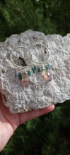 Load image into Gallery viewer, Fluorite &amp; Tourmaline Hoop Earrings (Sm/Med)
