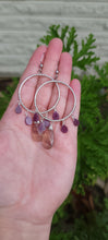 Load image into Gallery viewer, Fluorite &amp; Ruby Hoop Earrings (Med/Lg)
