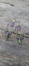 Load image into Gallery viewer, Fluorite, Labradorite, Amethyst, &amp; Tourmaline Hoop Earrings
