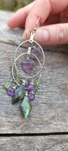 Load image into Gallery viewer, Fluorite, Labradorite, Amethyst, &amp; Tourmaline Hoop Earrings
