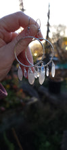Load image into Gallery viewer, Rainbow Moonstone Hoop Earrings (Med/Large)

