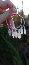 Load image into Gallery viewer, Rainbow Moonstone Hoop Earrings (Med/Large)
