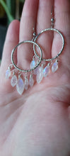 Load image into Gallery viewer, Rainbow Moonstone Hoop Earrings
