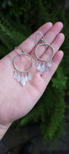Load image into Gallery viewer, Rainbow Moonstone Hoop Earrings
