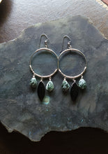 Load image into Gallery viewer, Seraphinite &amp; Black Obsidian Hoop Earrings (Med/Lg)
