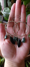Load image into Gallery viewer, Seraphinite &amp; Black Obsidian Hoop Earrings (Med/Lg)
