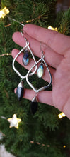 Load image into Gallery viewer, Labradorite &amp; Black Onyx Drop Dangle Earrings

