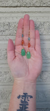 Load image into Gallery viewer, Blue Apatite, Carnelian, &amp; Chrysophrase Drop Dangle Earrings
