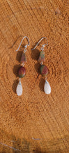 Load image into Gallery viewer, Drop Dangle Earrings: Rainbow Moonstone &amp; Jasper
