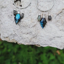 Load and play video in Gallery viewer, Labradorite Hoop Earrings (Medium)
