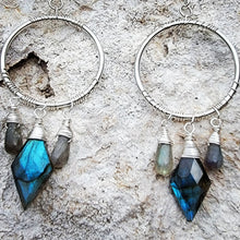 Load image into Gallery viewer, Labradorite Hoop Earrings (Medium)
